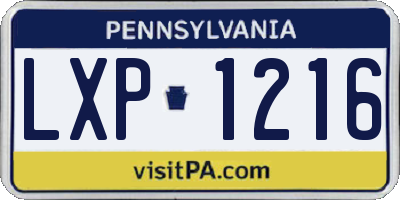 PA license plate LXP1216