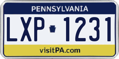 PA license plate LXP1231