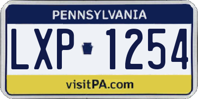 PA license plate LXP1254