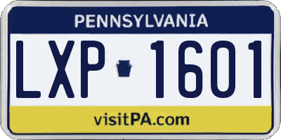 PA license plate LXP1601