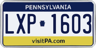 PA license plate LXP1603