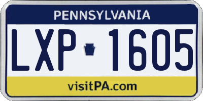 PA license plate LXP1605