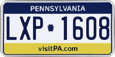 PA license plate LXP1608