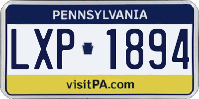 PA license plate LXP1894