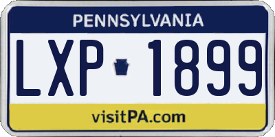 PA license plate LXP1899