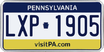 PA license plate LXP1905