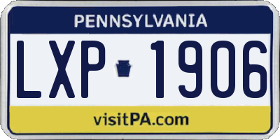 PA license plate LXP1906
