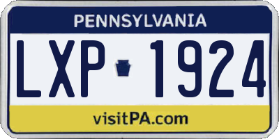 PA license plate LXP1924