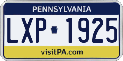 PA license plate LXP1925