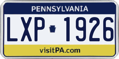 PA license plate LXP1926