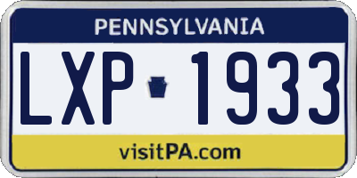 PA license plate LXP1933