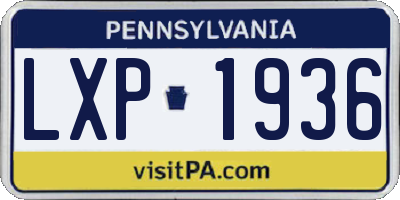 PA license plate LXP1936
