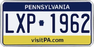 PA license plate LXP1962