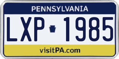PA license plate LXP1985