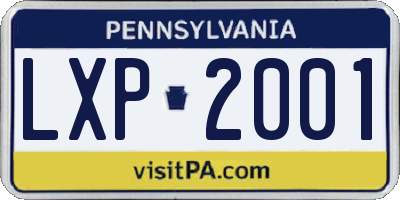 PA license plate LXP2001