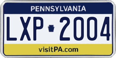 PA license plate LXP2004
