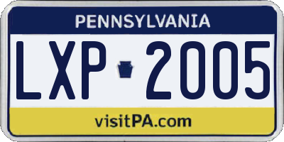 PA license plate LXP2005