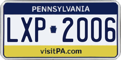 PA license plate LXP2006