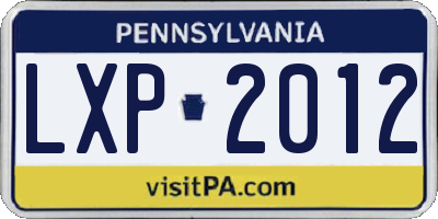 PA license plate LXP2012