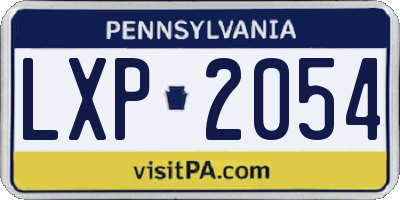 PA license plate LXP2054