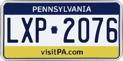 PA license plate LXP2076