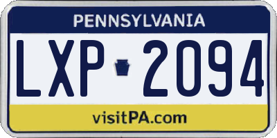 PA license plate LXP2094