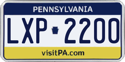 PA license plate LXP2200