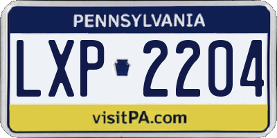 PA license plate LXP2204