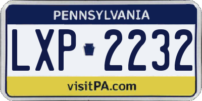 PA license plate LXP2232
