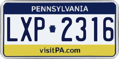 PA license plate LXP2316
