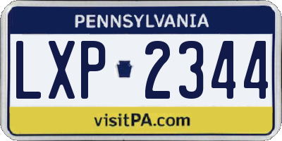 PA license plate LXP2344