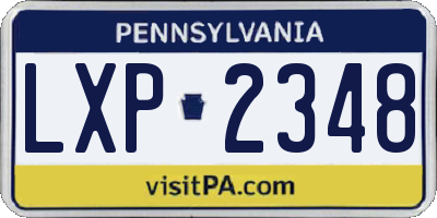 PA license plate LXP2348