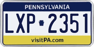 PA license plate LXP2351