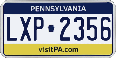 PA license plate LXP2356