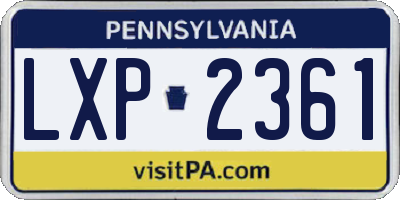 PA license plate LXP2361