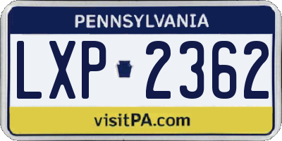 PA license plate LXP2362