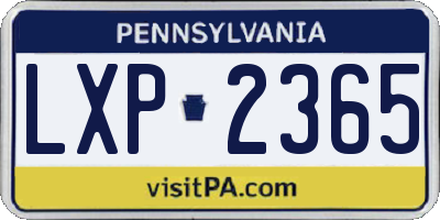 PA license plate LXP2365
