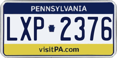 PA license plate LXP2376