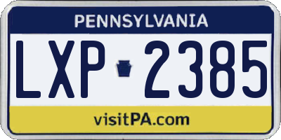 PA license plate LXP2385