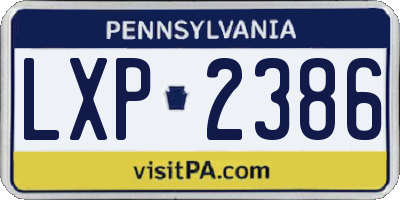 PA license plate LXP2386