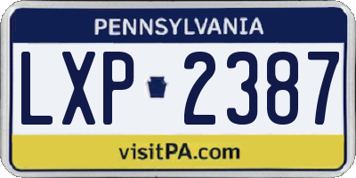 PA license plate LXP2387