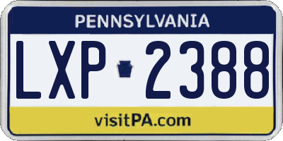 PA license plate LXP2388