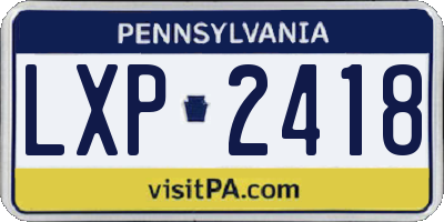 PA license plate LXP2418