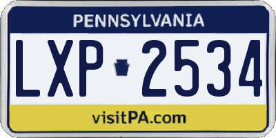 PA license plate LXP2534