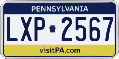 PA license plate LXP2567