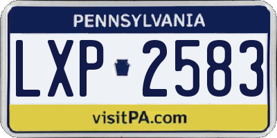 PA license plate LXP2583