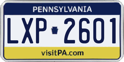 PA license plate LXP2601