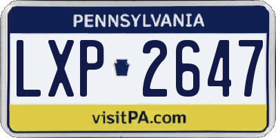 PA license plate LXP2647