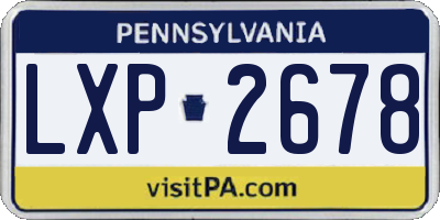 PA license plate LXP2678