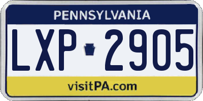 PA license plate LXP2905